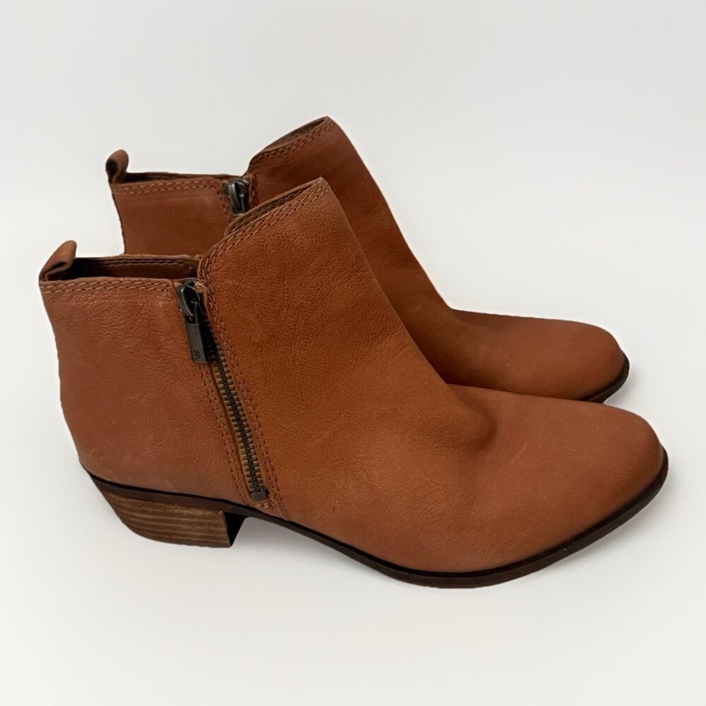 Lucky Brand Basel Leather Ankle Bootie Toffee Boho Westerncore Boots 9.5M